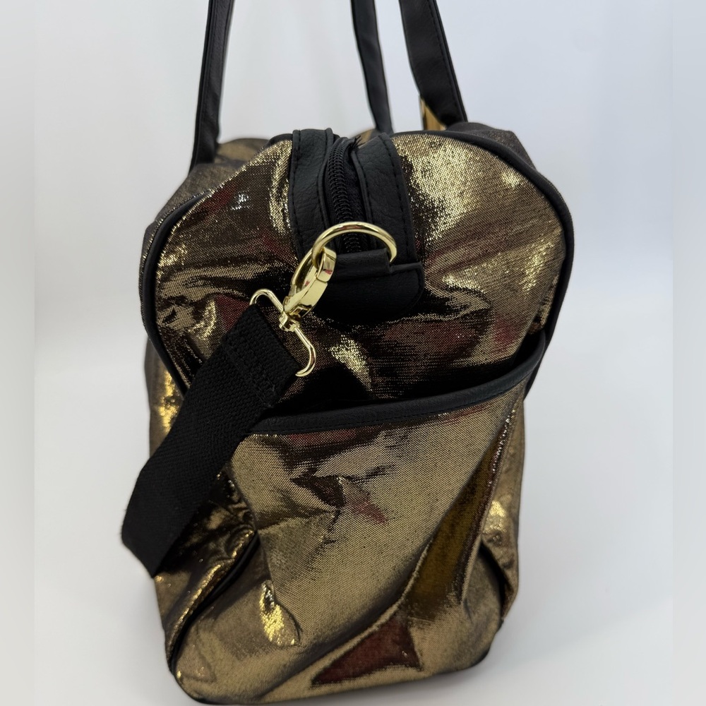 Madden Girl Metallic Gold Large Weekender Duffle/Travel Bag - Picture 8 of 15